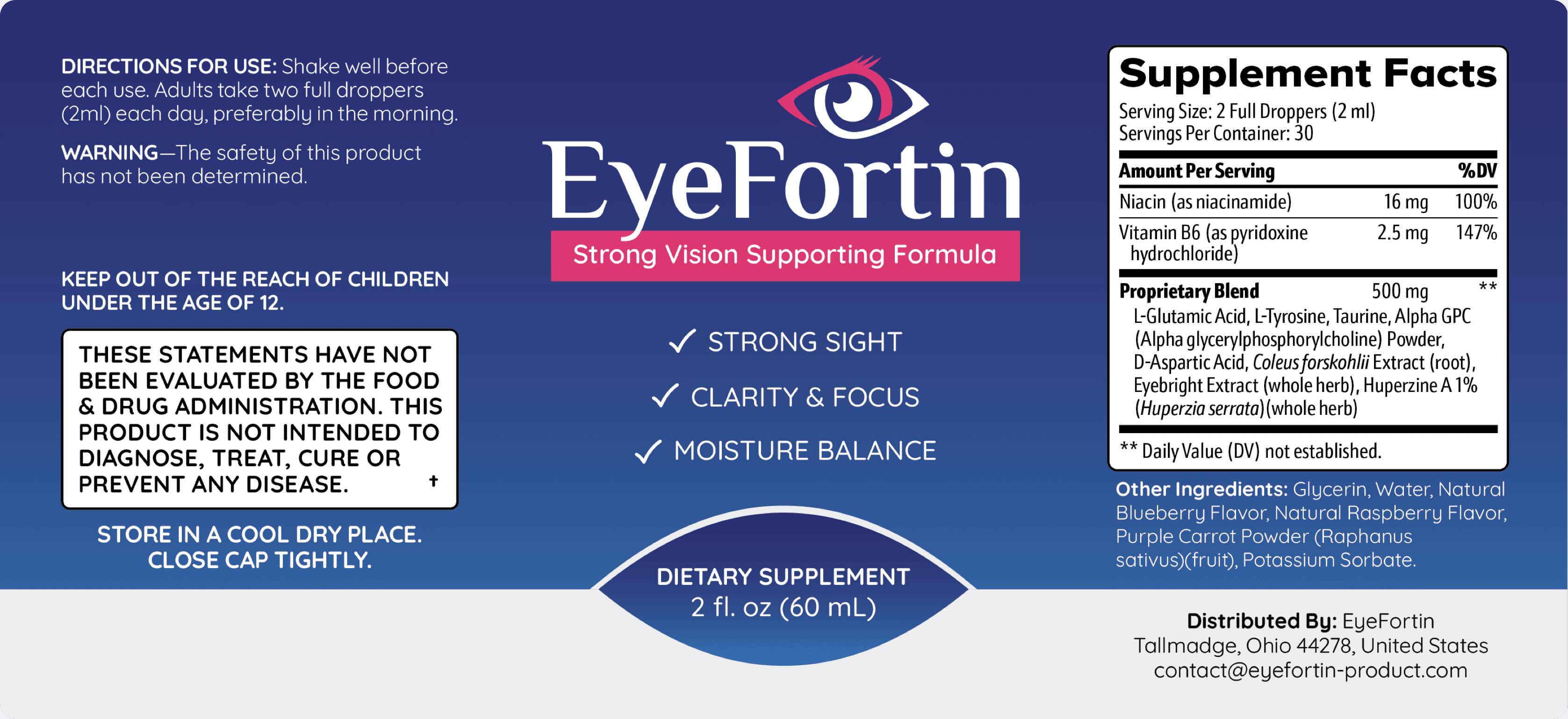 EyeFortin supplement facts