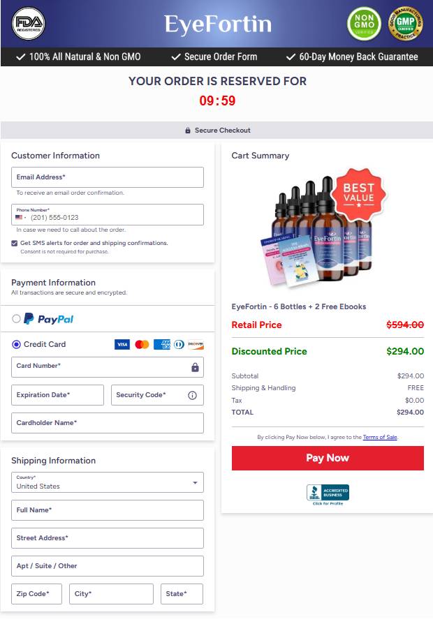 EyeFortin - secure Order Page
